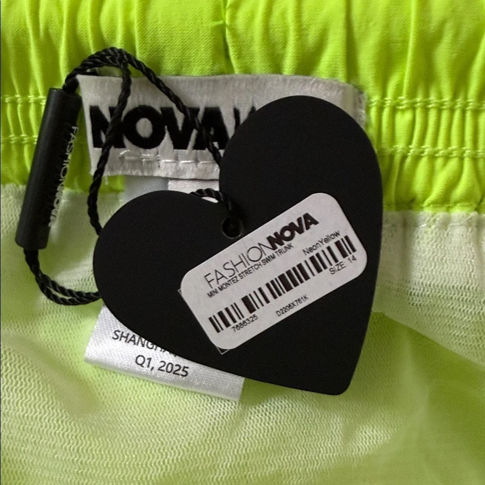 NWT Fashion Nova Neon Green Kids Swim Trunks
